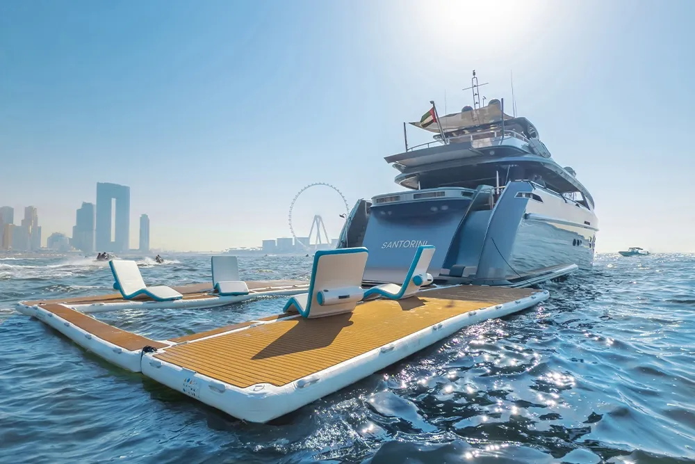 Main Image Santorini Yacht Rental in Dubai: Inflatable Pool Summer Fun