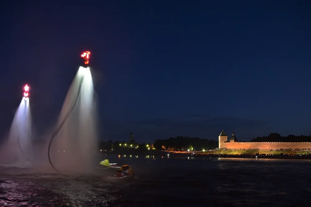 night flyboarding adventures in UAE
